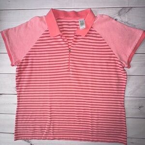 IZOD Golf Pink Striped Polo Shirt - Size XL
Golf Pickleball Tennis Activewear